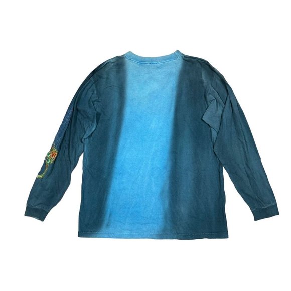 VTG Extreme Limit Dragon Star Long Sleeve T-Shirt Pullover Tie Dye Ombre Blue - Picture 6 of 10
